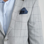 Slim Fit Notch Collar Double Button Windowpane Blazer // Light Gray (Euro: 50)