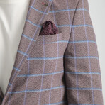 Slim Fit Notch Collar One Button Windowpane Blazer // Burgundy Melange (Euro: 54)