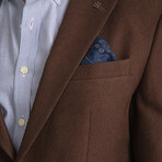 Slim Fit Notch Collar Double Button Plain Blazer // Dark Brown (Euro: 50)