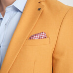 Slim Fit Notch Collar Double Button Plain Blazer // Mustard (Euro: 56)