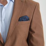 Slim Fit Notch Collar One Button Patterned Blazer // Brown (Euro: 48)