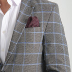 Slim Fit Notch Collar One Button Windowpane Blazer // Dark Gray Melange (Euro: 50)