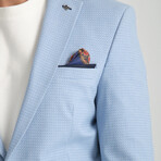 Slim Fit Notch Collar One Button Patterned Blazer // Light Blue (Euro: 50)