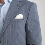 Slim Fit Notch Collar One Button Striped Patterned Blazer // Navy Blue (Euro: 48)