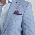 Slim Fit Notch Collar One Button Patterned Blazer // Blue (Euro: 50)