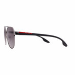 Men's // Prada Sport PS54TS 5AV3M1 Aviator Sunglasses // Gunmetal + Grey Gradient Lenses