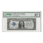 1928 A $ 1 Silver Certificate EXTREMLY HIGH GRADE PMG 67 EPQ SUPERB GEM NEW TOP OF THE POP # 902