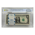 2001 STAR $ 1 Federal Reserve Philadelphia PACK GRADED 65 PPQ 65 PPQ LOW SERIAL AND LUCKY SERIAL NUMBER 888