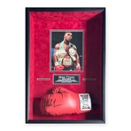 Mike Tyson // Autographed Boxing Glove Collage + Shadowbox Framed