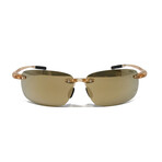 Men's Rimless Crystal Sand Polarized Sunglasses // Gold + Clear