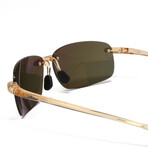 Men's Rimless Crystal Sand Polarized Sunglasses // Gold + Clear