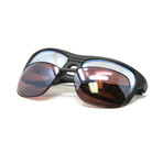 Unisex Genesis Black Sport Wrap Interchangeable Polarized Sunglasses // Black