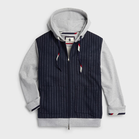 Chase Zip-Up Hoodie // Navy + Gray (S)
