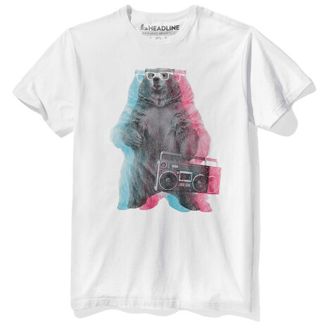 Boombox Bear T-Shirt // White (S)