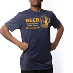 Beer Once It Hits Your Lips T-Shirt // Navy (L)