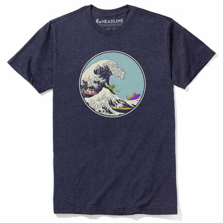 Dogs Ridin The Wave T-Shirt // Navy (S)