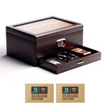 Enstatite Cigar Humidor with Accessory Drawer and 72% Boveda Packs