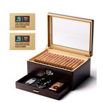 Enstatite Cigar Humidor with Accessory Drawer and 72% Boveda Packs