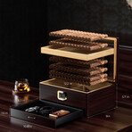 Enstatite Cigar Humidor with Accessory Drawer and 72% Boveda Packs