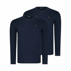 Set of 2 Crewneck Knit Tops // Dark Blue (S)