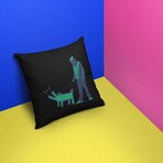 Banksy Inspired Keith Herring Dog Green Double Sided Print Pillow - Stuffed (18" x 18")