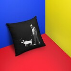 Banksy Inspired Keith Herring Dog Black Double Sided Print Pillow - Stuffed (18" x 18")