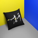 Banksy Inspired Banana Guns Double Sided Print Pillow - Stuffed (18" x 18")
