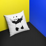 Banksy Inspired Panda With Guns Double Sided Print Pillow - Stuffed (18" x 18")