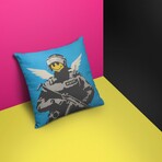 Banksy Inspired Flying Copper Double Sided Print Pillow - Stuffed (18" x 18")