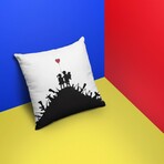 Banksy Inspired Kids On Guns Hill Double Sided Print Pillow - Stuffed (18" x 18")