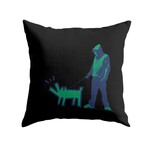 Banksy Inspired Keith Herring Dog Green Double Sided Print Pillow - Stuffed (18" x 18")