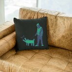 Banksy Inspired Keith Herring Dog Green Double Sided Print Pillow - Stuffed (18" x 18")