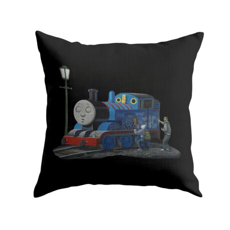 Banksy Inspired Graffiti Train Double Sided Print Pillow - Stuffed (18" x 18")