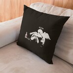 Banksy Inspired Drunken Angel Double Sided Print Pillow - Stuffed (18" x 18")