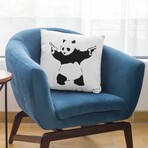 Banksy Inspired Panda With Guns Double Sided Print Pillow - Stuffed (18" x 18")