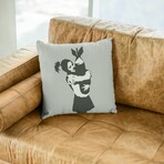 Banksy Inspired Bomb Hugger Double Sided Print Pillow - Stuffed (18" x 18")