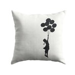 Banksy Inspired Flying Balloons Girl Double Sided Print Pillow - Stuffed (18" x 18")