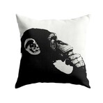 Banksy Inspired The Thinker Monkey Double Sided Print Pillow - Stuffed (18" x 18")