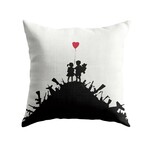 Banksy Inspired Kids On Guns Hill Double Sided Print Pillow - Stuffed (18" x 18")