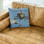 Banksy Inspired Happy Choppers Double Sided Print Pillow - Stuffed (18" x 18")
