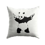 Banksy Inspired Panda With Guns Double Sided Print Pillow - Stuffed (18" x 18")