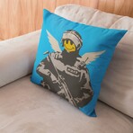Banksy Inspired Flying Copper Double Sided Print Pillow - Stuffed (18" x 18")