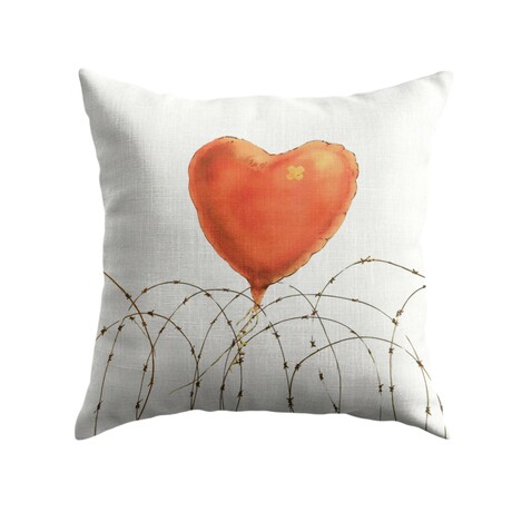 Banksy Inspired Heart Thorns Double Sided Print Pillow - Stuffed (18" x 18")