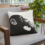 Banksy Inspired The Thinker Monkey Double Sided Print Pillow - Stuffed (18" x 18")
