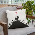 Banksy Inspired Kids On Guns Hill Double Sided Print Pillow - Stuffed (18" x 18")