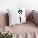 Banksy Inspired Flying Balloons Girl Double Sided Print Pillow - Stuffed (18" x 18")