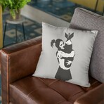 Banksy Inspired Bomb Hugger Double Sided Print Pillow - Stuffed (18" x 18")