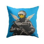 Banksy Inspired Flying Copper Double Sided Print Pillow - Stuffed (18" x 18")