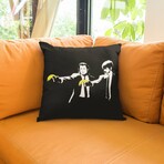 Banksy Inspired Banana Guns Double Sided Print Pillow - Stuffed (18" x 18")