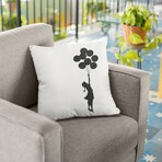 Banksy Inspired Flying Balloons Girl Double Sided Print Pillow - Stuffed (18" x 18")